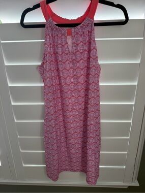 Cabana Life Pink and Coral Print Sleeveless Shift Dress